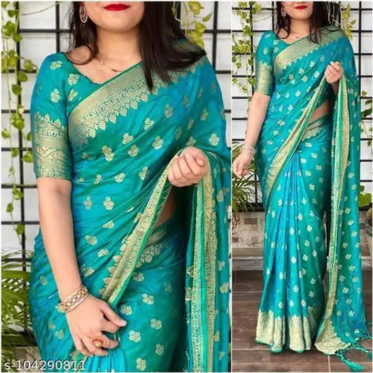 Jacquard Saree For Women (Brown, 6.3m)