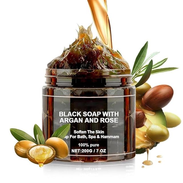Black Soap with Argan & Rose – Deep Cleansing Hammam Spa Body Soap pack of 1
