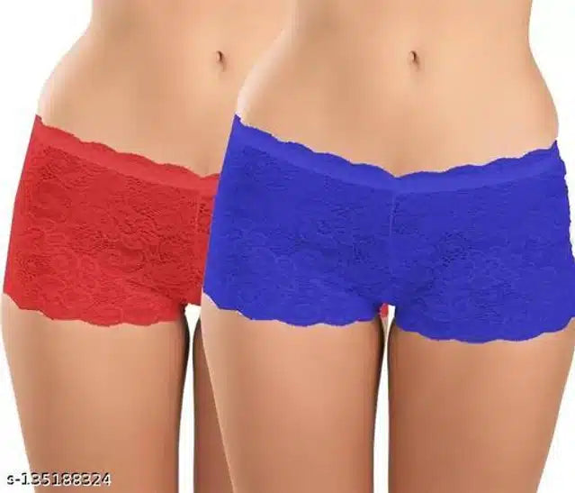 Net Briefs for Women (Red & Blue, 5XL) (Set of 2)