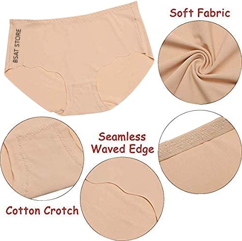 Women's Ice Silk Blend Invisible Lines No Show Hipster Panty (Pack of 4) (Multicolor, S)