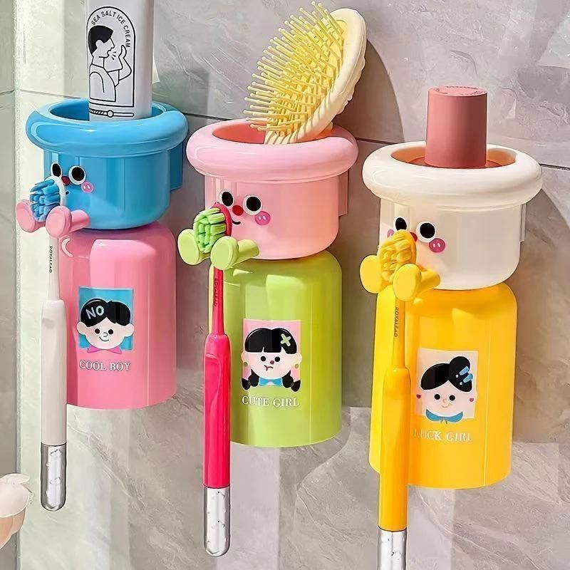 Dopamine Magnetic Toothbrush Wall Mounted Holder with Mouthwash Cup