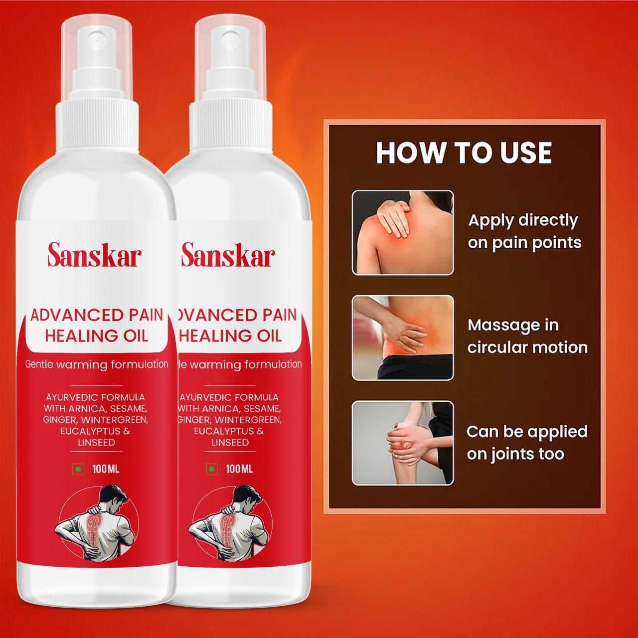 Advanced Pain Healing Oil ? Ayurvedic Arnica, Wintergreen & Ginger Warming Therapy for Joint, Neck, Back & Muscle Pain Relief ? 100ml Each (Pack of 2)