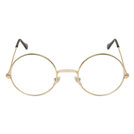 Unisex Clear Golden Round Sunglass