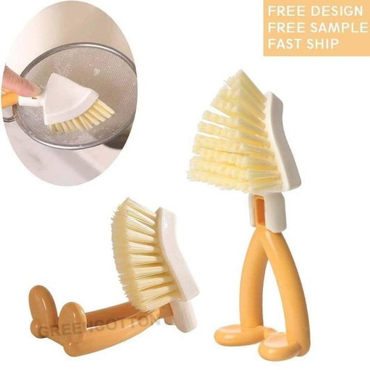 Foldable Triangular Gap Cleaning Brush with Soap Holder (Pack of 2)