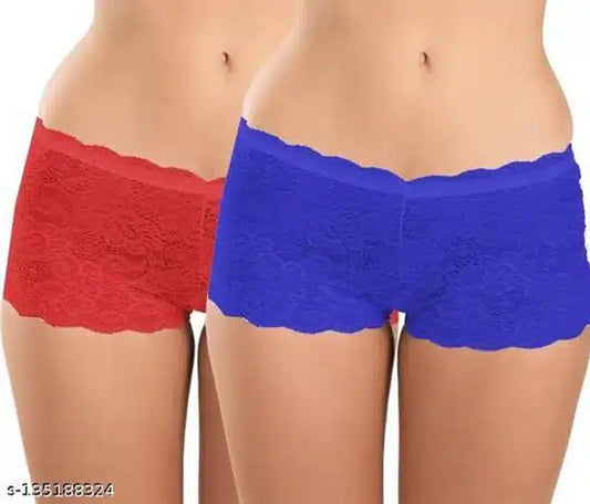 Net Briefs for Women (Red & Blue, 4XL) (Set of 2)